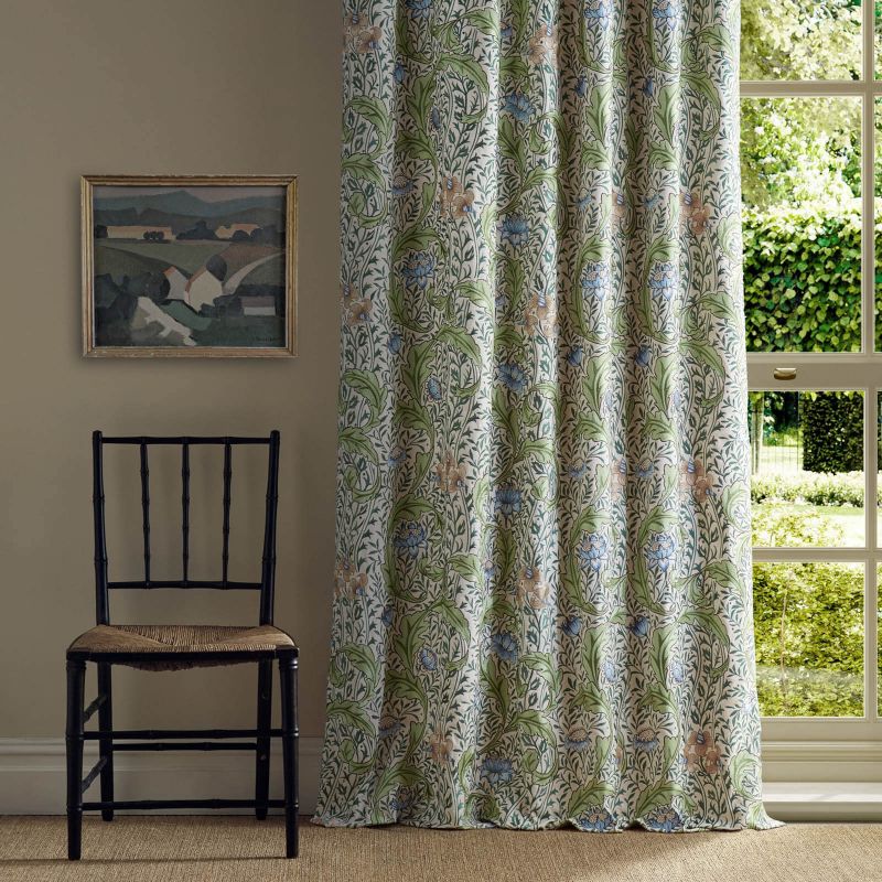 Wild Tulip & Vine Embroidery Fabric - Nettle/Woad - Morris & Co - 237665 - Premier Wallcovering