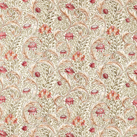 Wild Tulip & Vine Embroidery Fabric - Rose/Bayleaf - Morris & Co - 237664 - Premier Wallcovering