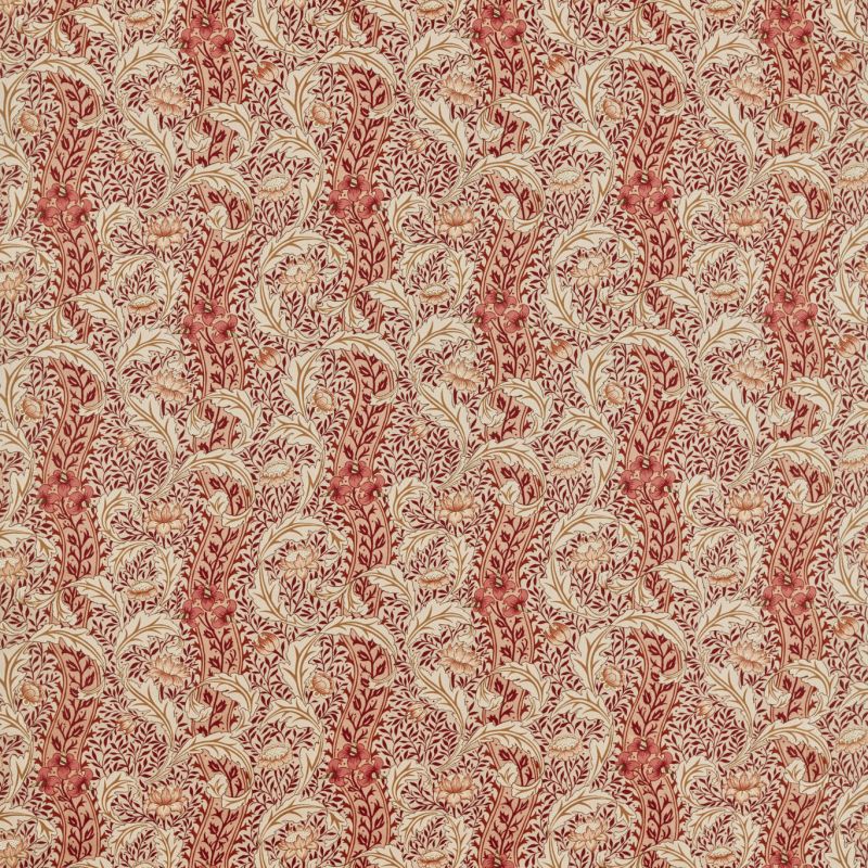 Wild Tulip & Vine Fabric - Linen/Plum - Morris & Co - 227377 - Premier Wallcovering