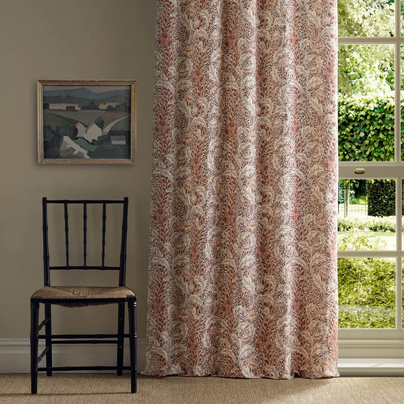 Wild Tulip & Vine Fabric - Linen/Plum - Morris & Co - 227377 - Premier Wallcovering