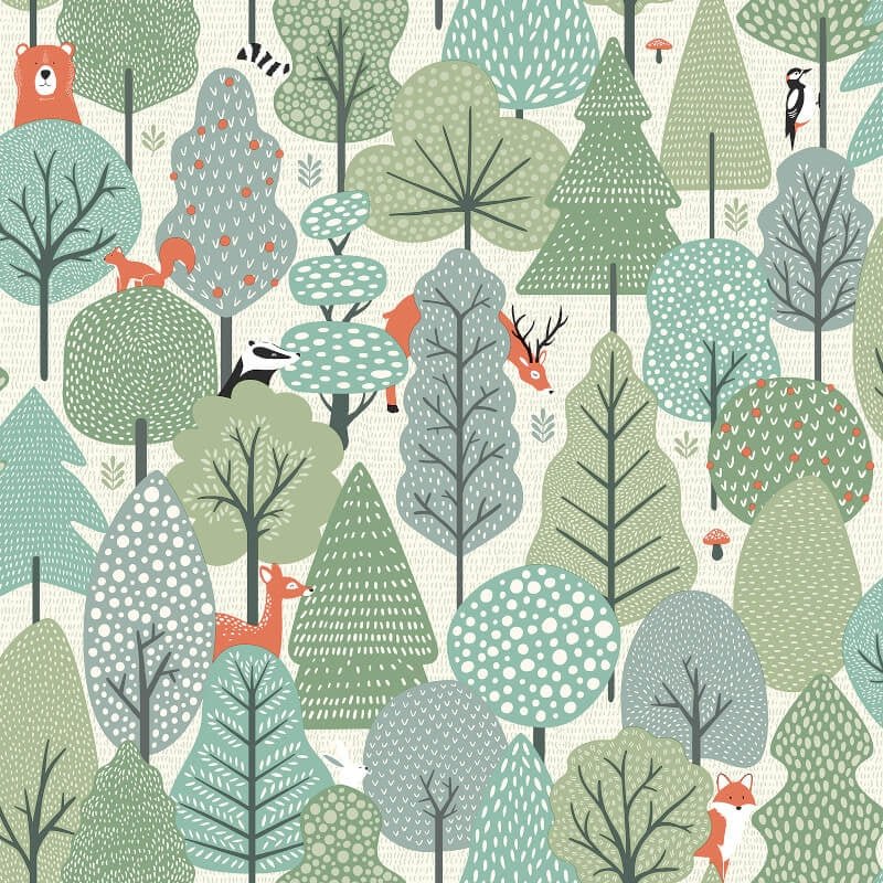Wild Wood Metallic Wallpaper - Green - Muriva - M51604 - Premier Wallcovering