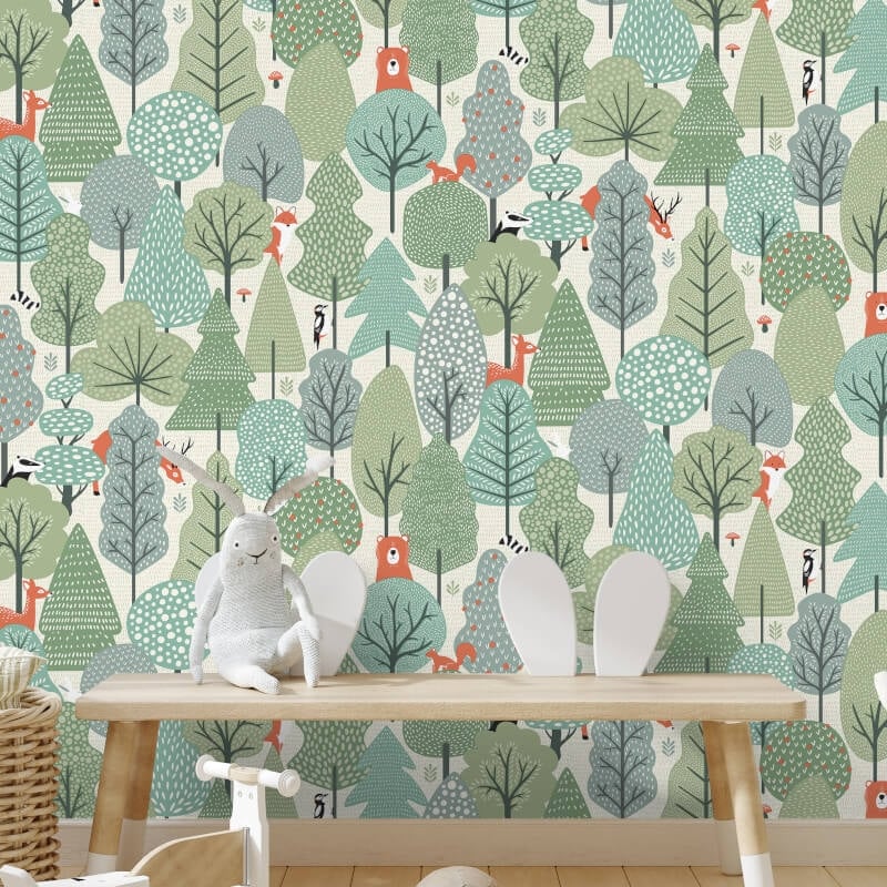 Wild Wood Metallic Wallpaper - Green - Muriva - M51604 - Premier Wallcovering