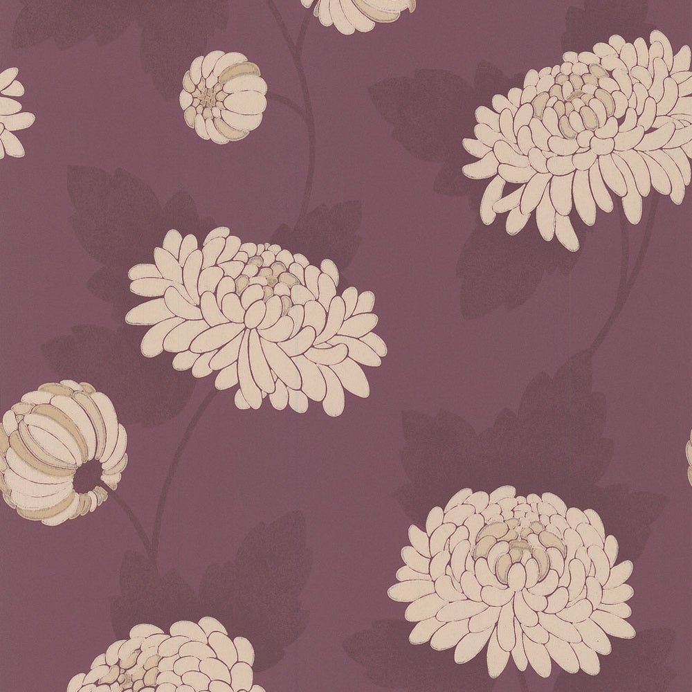 Wilde Chrysanthemum Wallpaper - Purple - Osborne & Little - W5450-03 - Premier Wallcovering