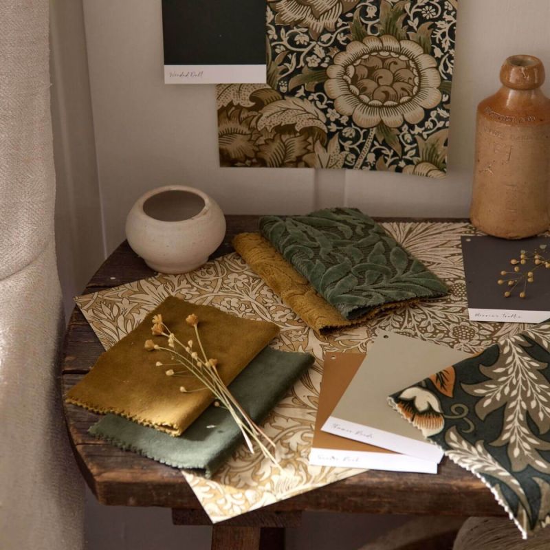 Willow Boughs Caffoy Velvet Fabric - Citrus Stone - Morris & Co - 237287 - Premier Wallcovering
