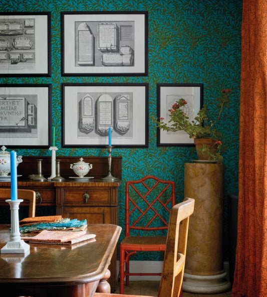 Willow Boughs Wallpaper - Sky/Leaf Green - 216948 - Morris & Co - Premier Wallcovering
