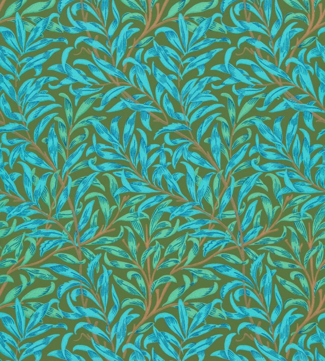 Willow Boughs Wallpaper - Olive/Turquoise - 216952 - Morris & Co - Premier Wallcovering