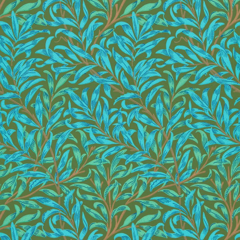 Willow Boughs Wallpaper - Olive/Turquoise - 216952 - Morris & Co - Premier Wallcovering