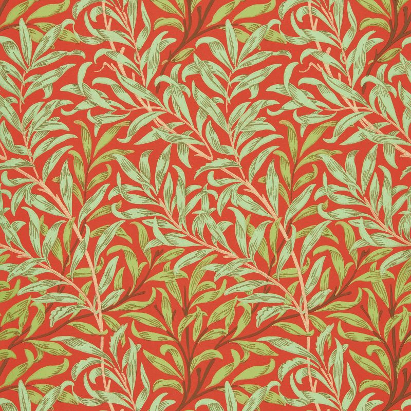 Willow Boughs Wallpaper - Tomato/Olive - 216951 - Morris & Co - Premier Wallcovering