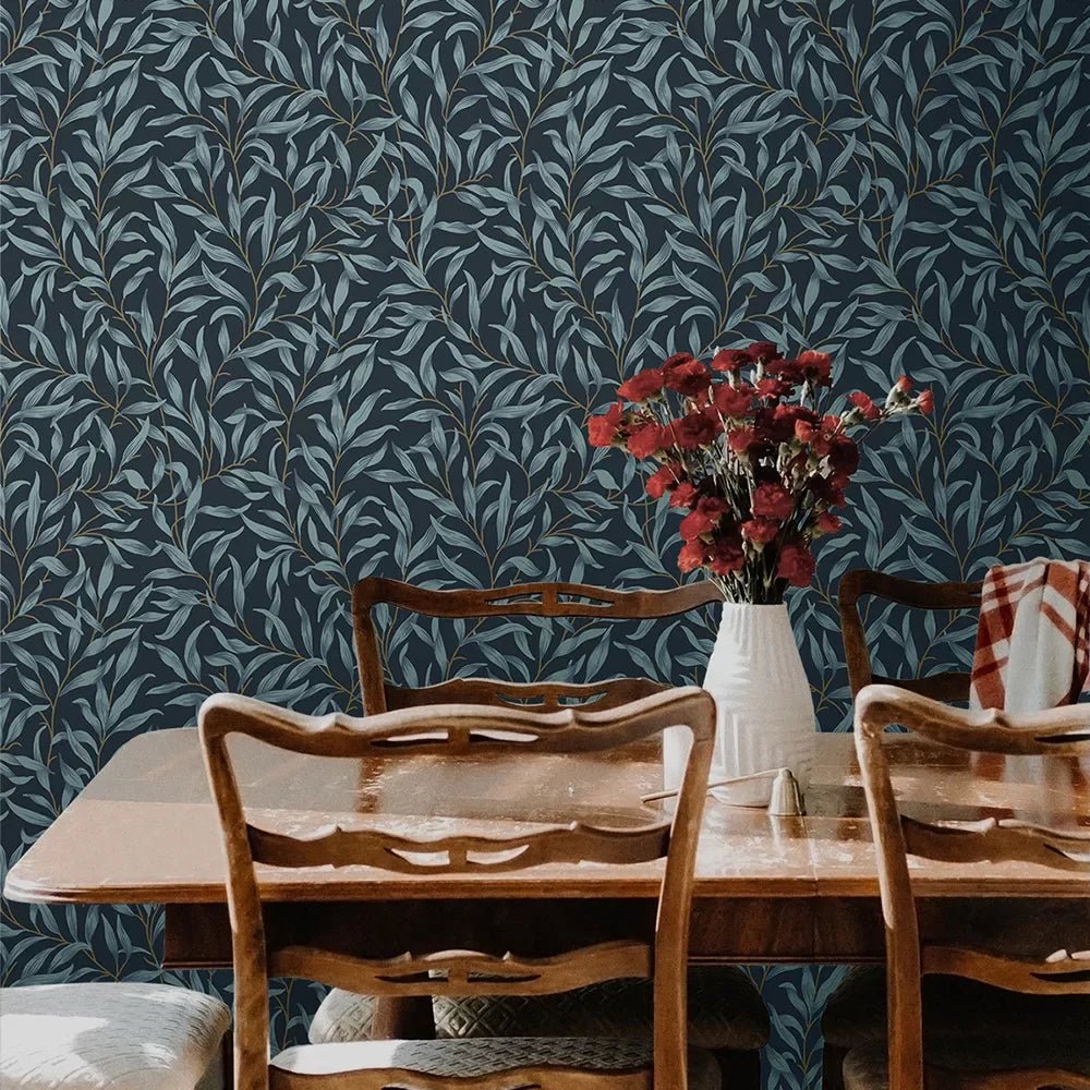 Willow Trail Wallpaper - Aegean Blue - NextWall - NW54702 - Premier Wallcovering