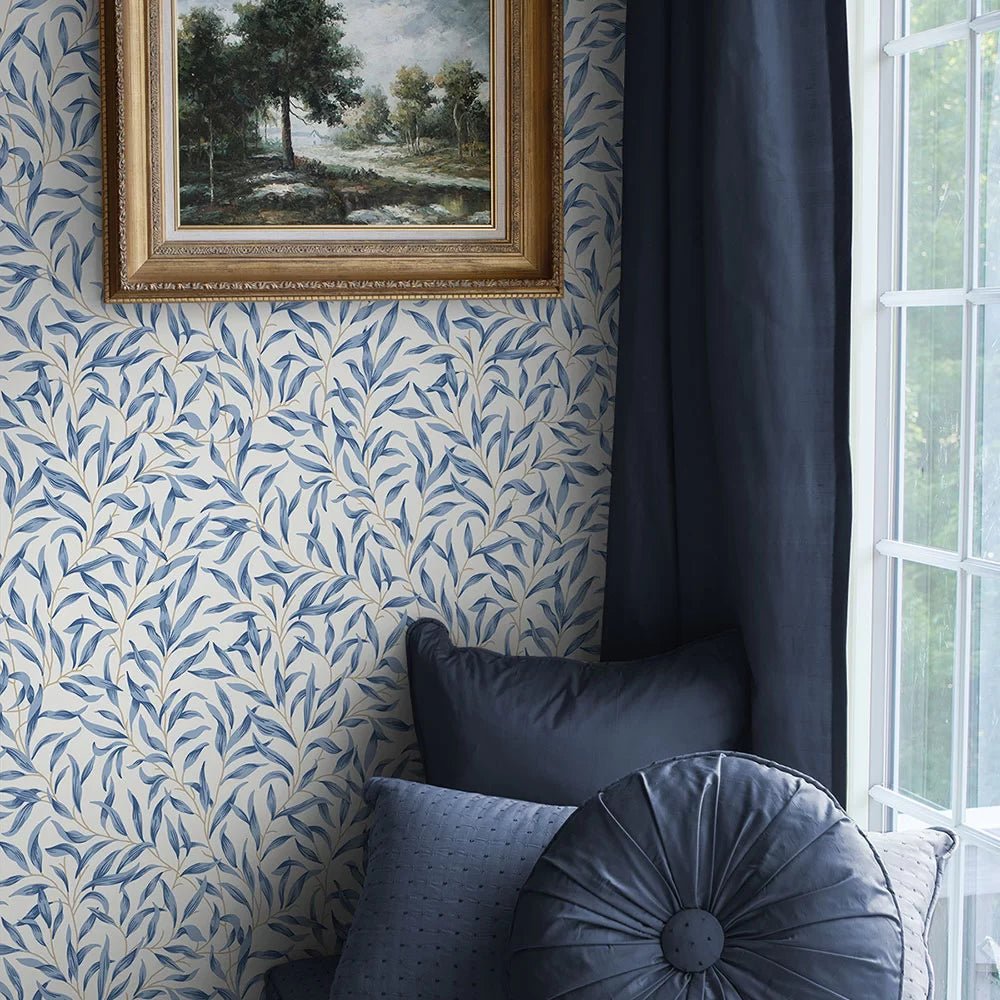 Willow Trail Wallpaper - Blue Lake - NextWall - NW54712 - Premier Wallcovering