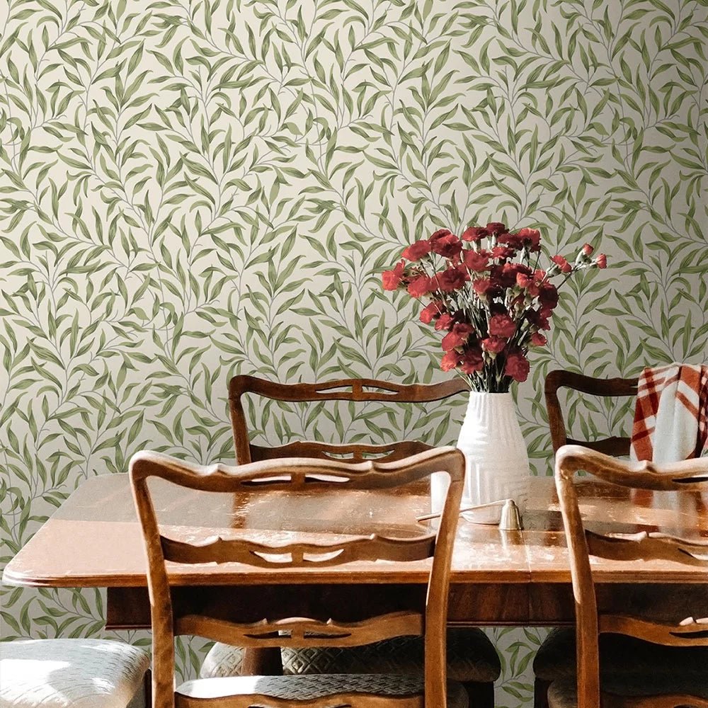 Willow Trail Wallpaper - Sprig Green - NextWall - NW54704 - Premier Wallcovering