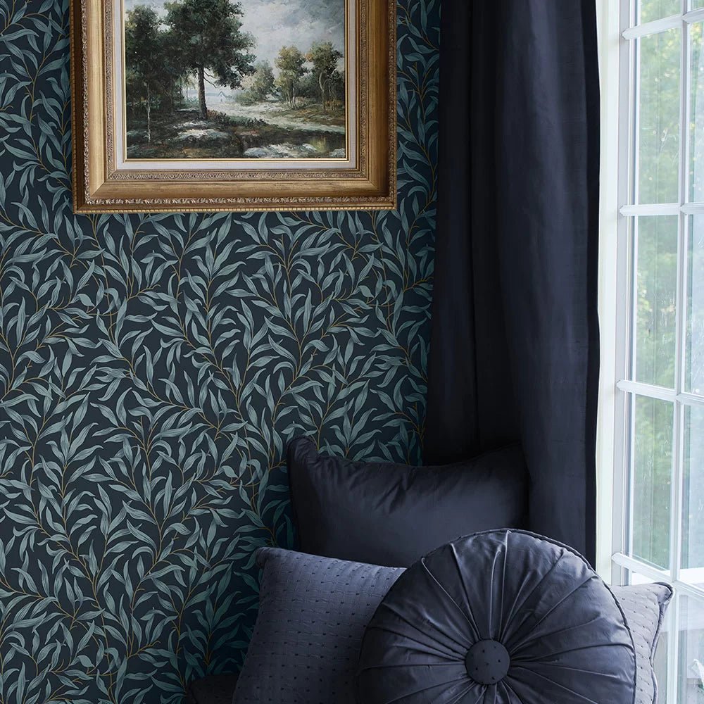 Willow Trail Wallpaper - Aegean Blue - NextWall - NW54702 - Premier Wallcovering