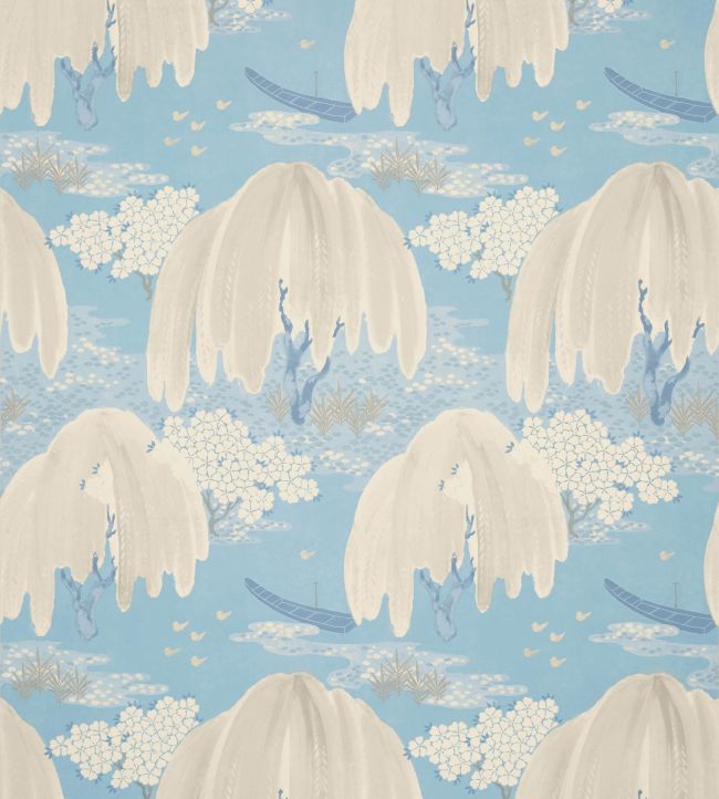 Willow Tree Wallpaper - Soft Blue - AT23108 - Anna French - Premier Wallcovering