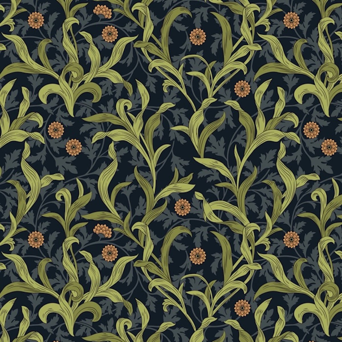 Morris Collections - 1182 - Willow Wallpaper - Deep Green - Premier Wallcovering