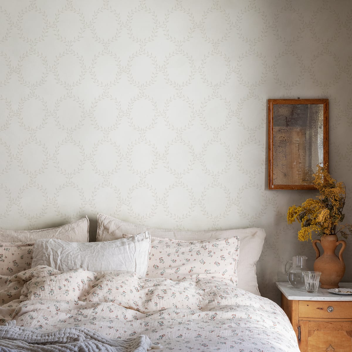 Wilma Wallpaper - Eggshell - Sandberg - S10200 - Premier Wallcovering