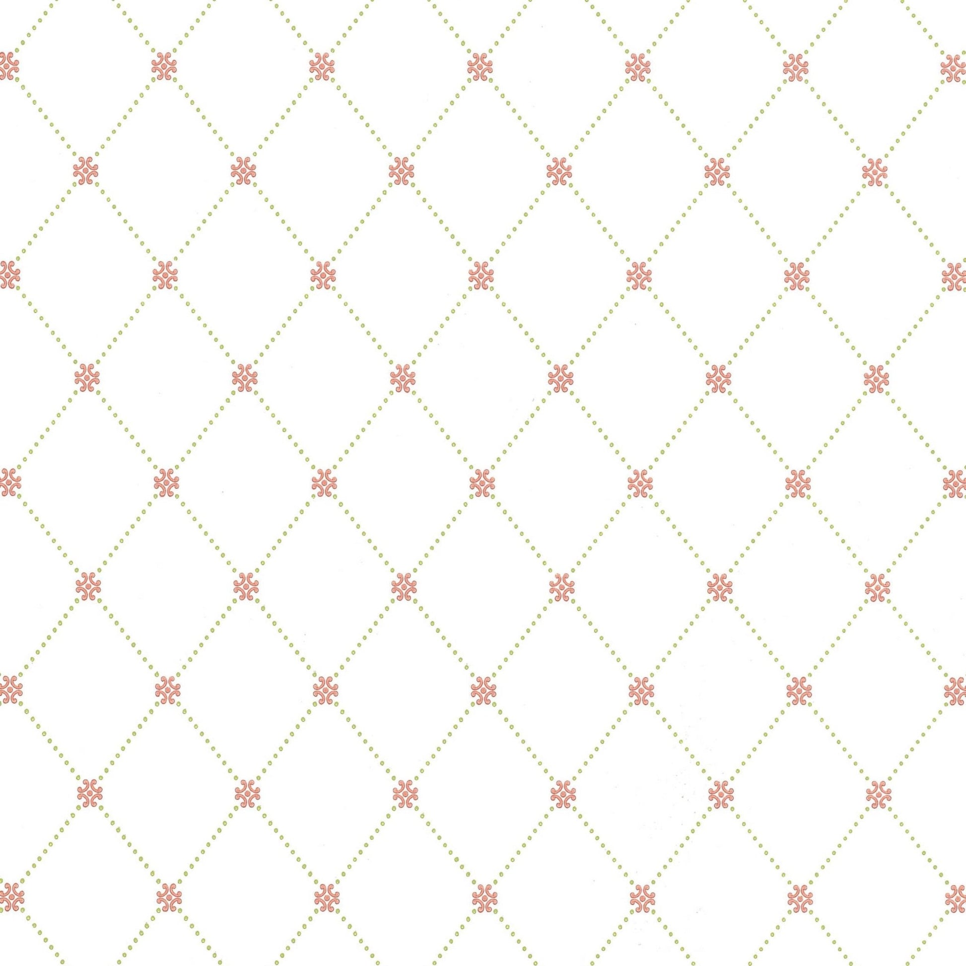 Wilton Trellis Wallpaper - Pink & Green - Thibaut - T1846 - Premier Wallcovering