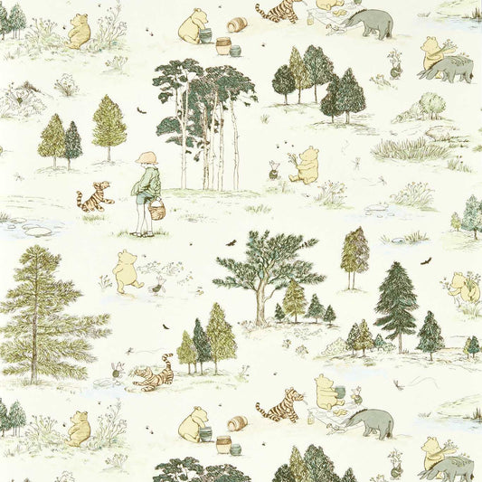 Winnie The Pooh Wallpaper - Macaron Green - DDIW217280 - Sanderson - Premier Wallcovering