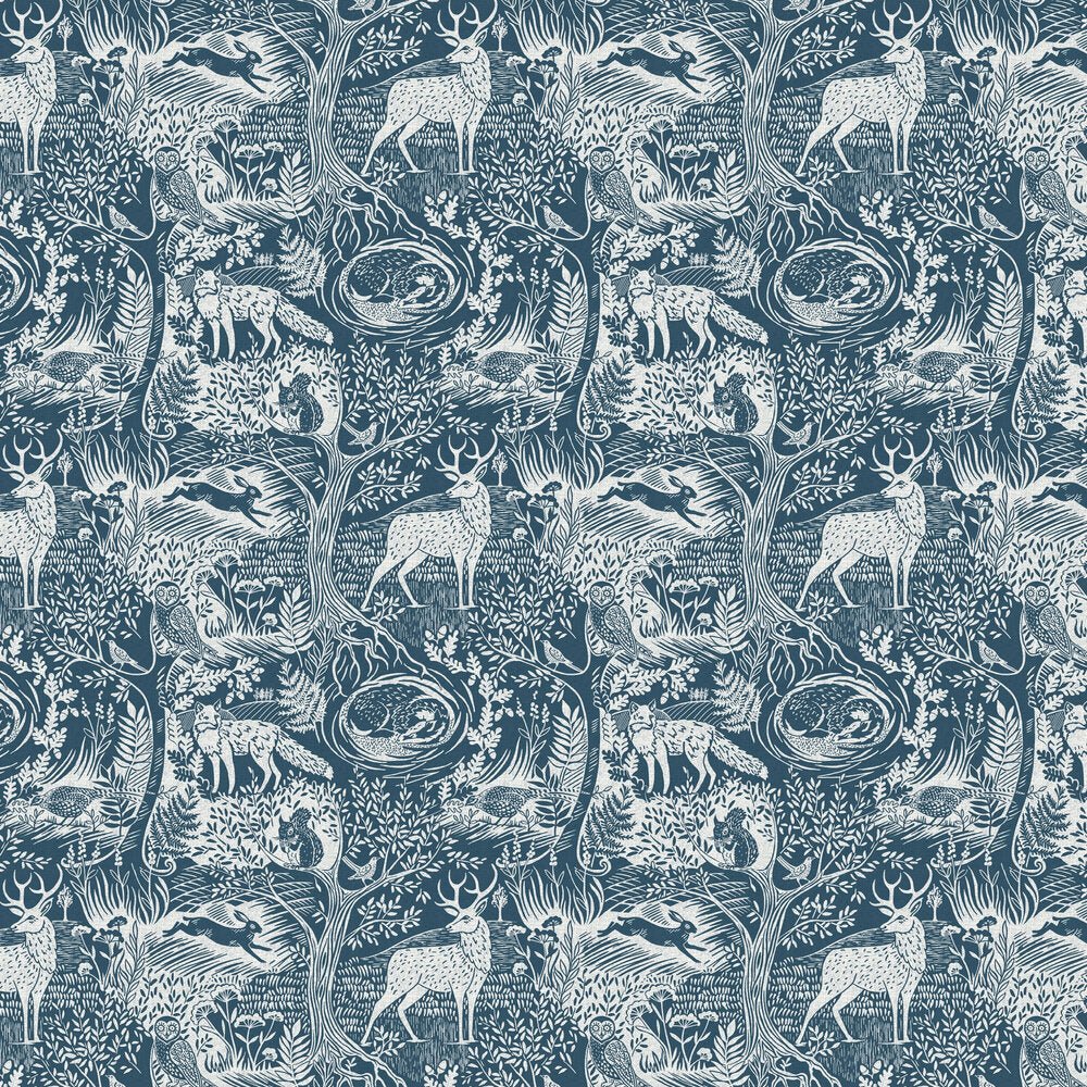 Winter Woods Wallpaper - Blue - Furn - WWOODS/WP1/BLU - Premier Wallcovering