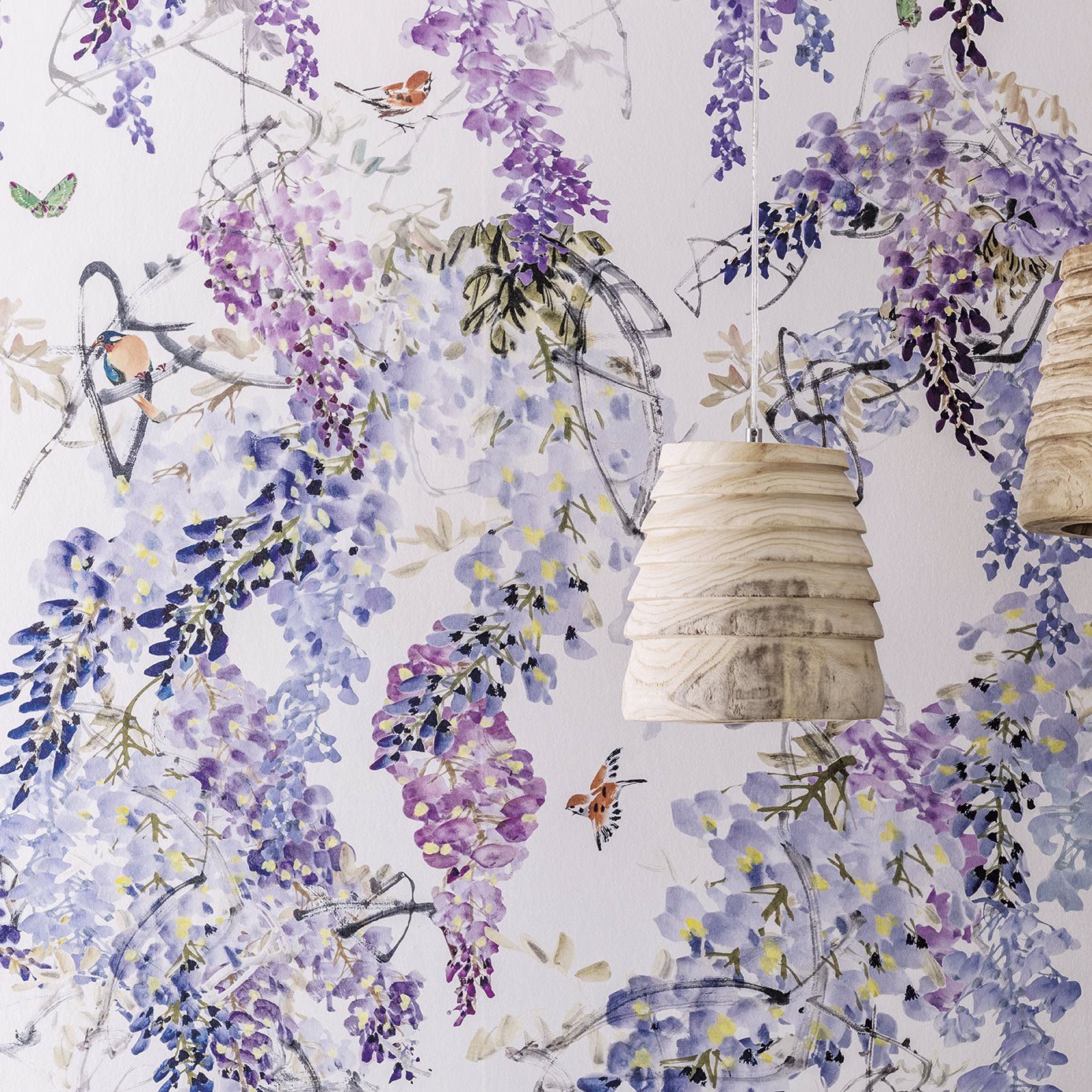 Wisteria Fall Panel A Wallpaper - Lilac - Sanderson - DWAP216296 - Premier Wallcovering