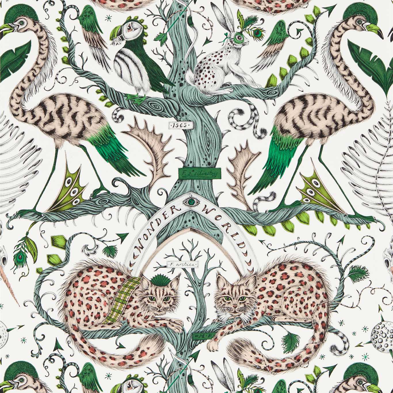 Wonder World Wallpaper - Emerald - Clarke & Clarke - Emma J Shipley - W0219/03 - Premier Wallcovering