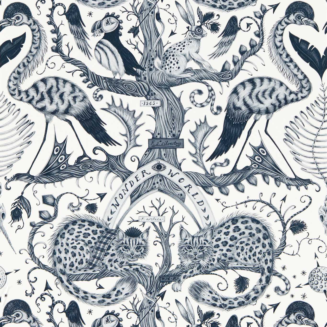 Wonder World Wallpaper - Mono - Clarke & Clarke - Emma J Shipley - W0219/02 - Premier Wallcovering