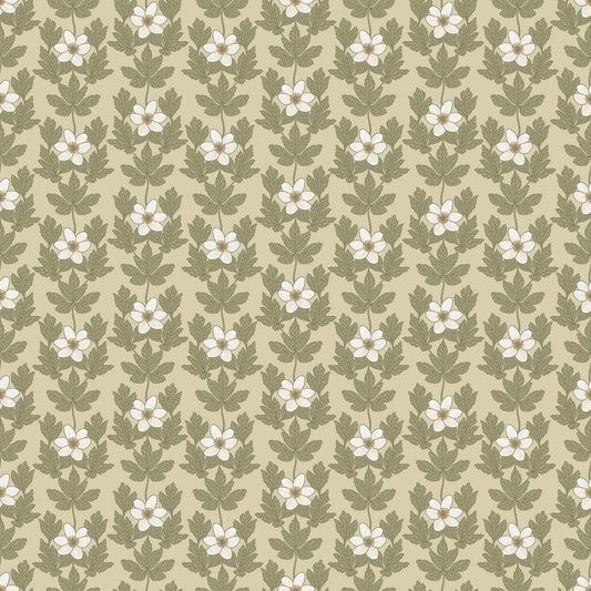 Wood Anemone Wallpaper - Beige - Summer Gray - Premier Wallcovering