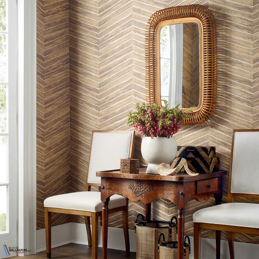 Wood Herringbone Wallpaper - Oyster - Thibaut - T14569 - Premier Wallcovering