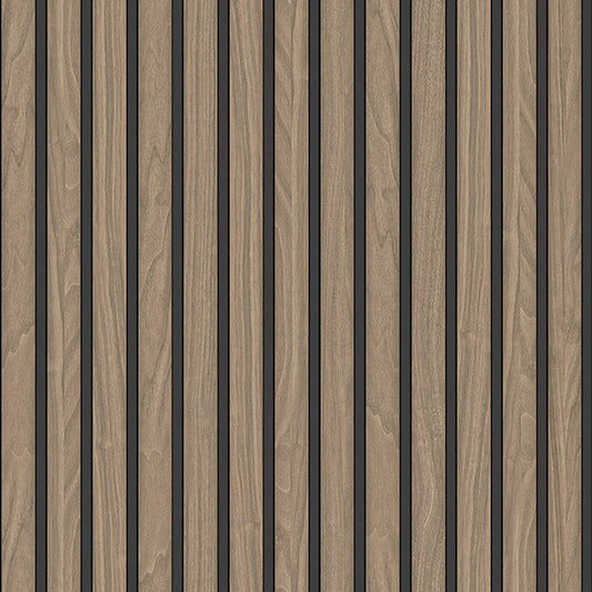 Wood Slat Vinyl Wallpaper - Walnut - Belgravia - 2920 - Premier Wallcovering