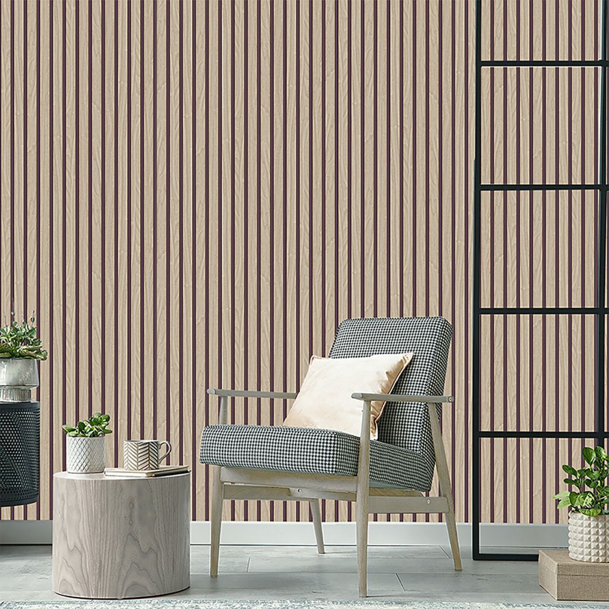 Wood Slat Vinyl Wallpaper - Light Oak - Belgravia - 2921 - Premier Wallcovering