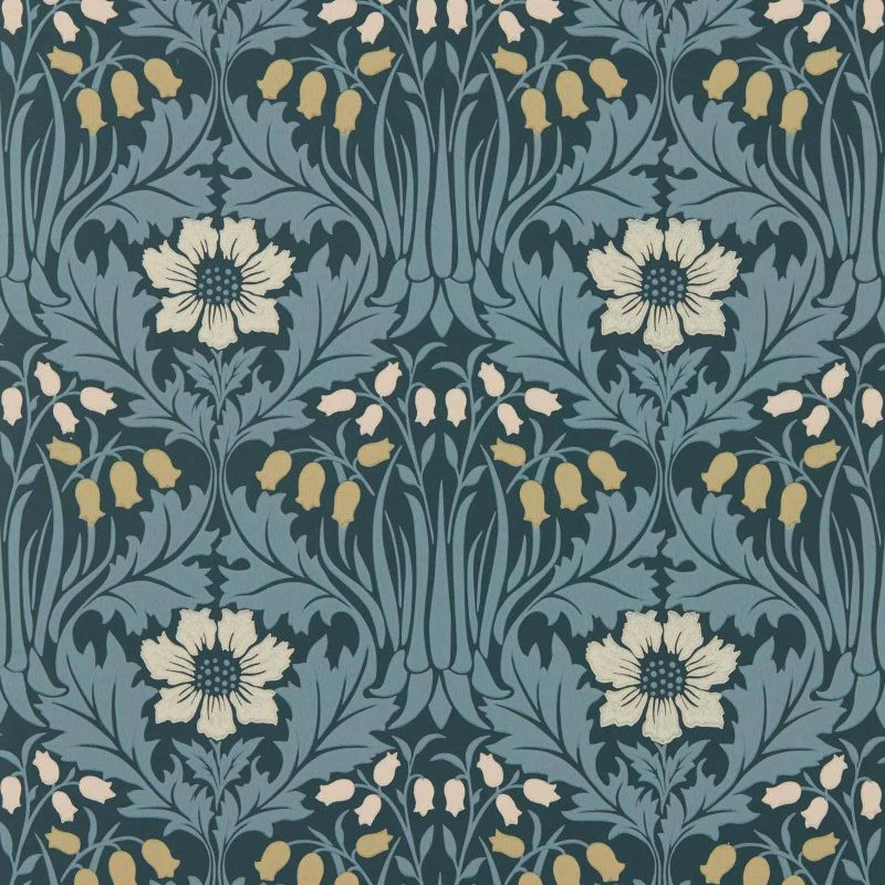Woodbell & Anemone Wallpaper - Indigo - Morris & Co - 217574 - Premier Wallcovering