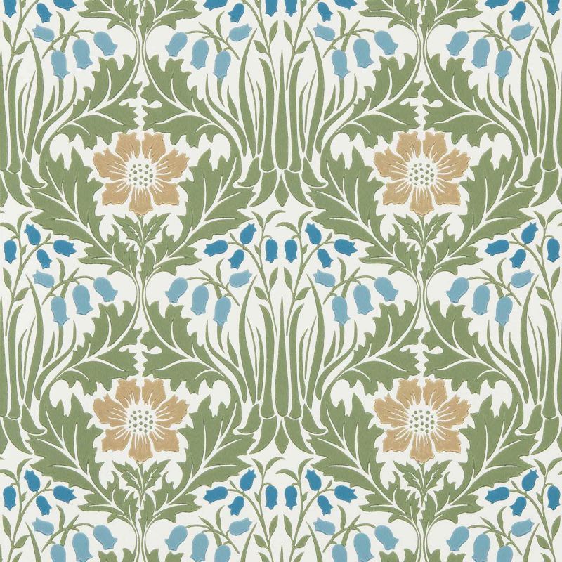 Woodbell & Anemone Wallpaper - Woad/Nettle - Morris & Co - 217572 - Premier Wallcovering