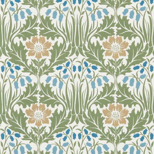 Woodbell & Anemone Wallpaper - Woad/Nettle - Morris & Co - 217572 - Premier Wallcovering