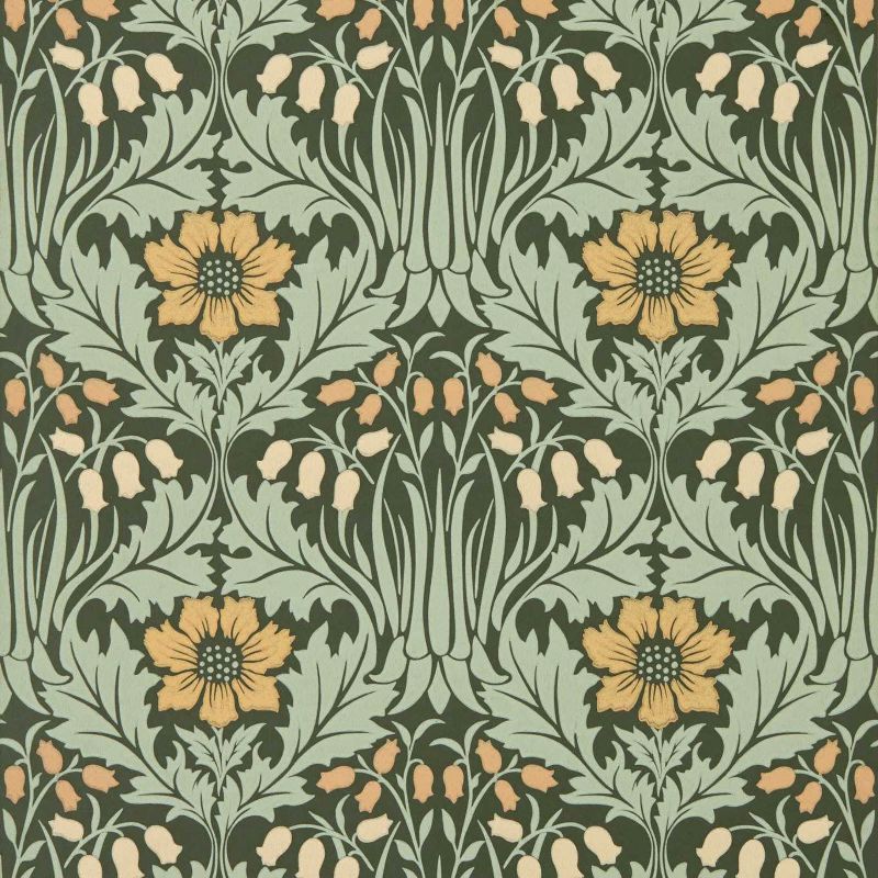 Woodbell & Anemone Wallpaper - Bayleaf/Manilla - Morris & Co - 217575 - Premier Wallcovering