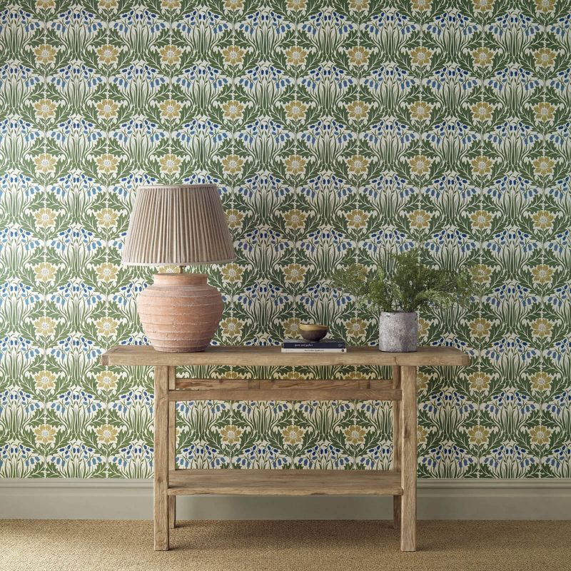 Woodbell & Anemone Wallpaper - Woad/Nettle - Morris & Co - 217572 - Premier Wallcovering