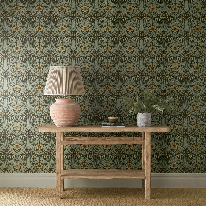 Woodbell & Anemone Wallpaper - Bayleaf/Manilla - Morris & Co - 217575 - Premier Wallcovering