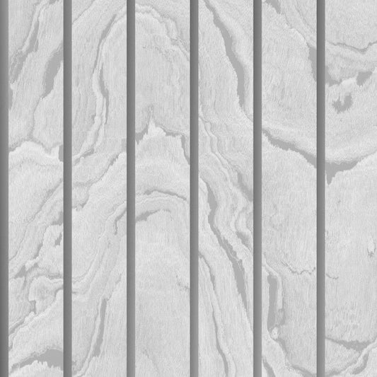 Woodgrain Panel Metallic Wallpaper - Silver - Muriva - 193502 - Premier Wallcovering