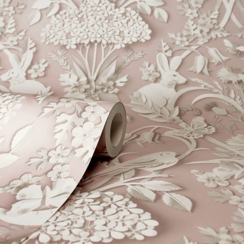 Woodland 3D Effect Wallpaper - Pink - Fine Décor - FD43607 - Premier Wallcovering