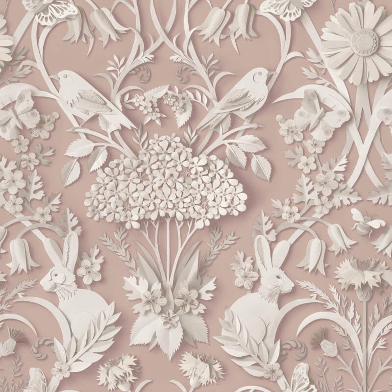 Woodland 3D Effect Wallpaper - Pink - Fine Décor - FD43607 - Premier Wallcovering