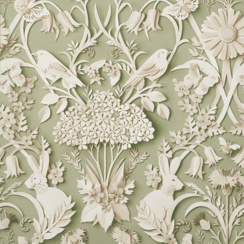 Woodland 3D Effect Wallpaper - Sage - Fine Décor - FD42951 - Premier Wallcovering