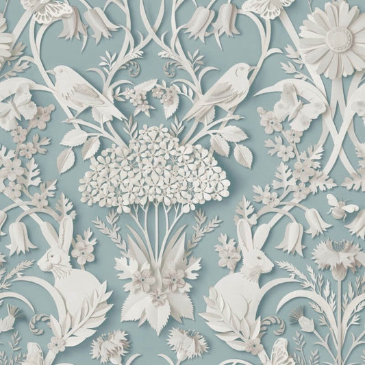 Woodland 3D Effect Wallpaper - Blue - Fine Décor - FD43605 - Premier Wallcovering