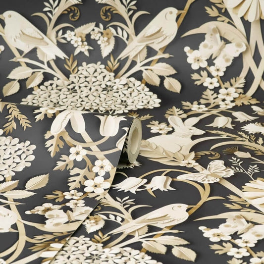Woodland 3D Effect Wallpaper - Charcoal - Fine Décor - FD42948 - Premier Wallcovering