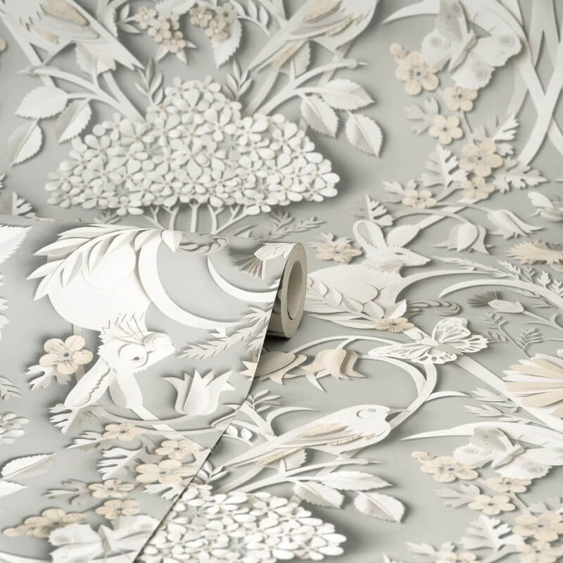 Woodland 3D Effect Wallpaper - Soft Grey - Fine Décor - FD42952 - Premier Wallcovering