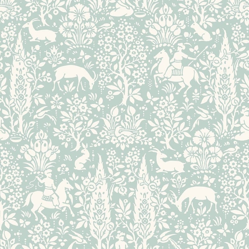 Woodland Floral Wallpaper - Duck Egg - Crown - M1166 - Premier Wallcovering