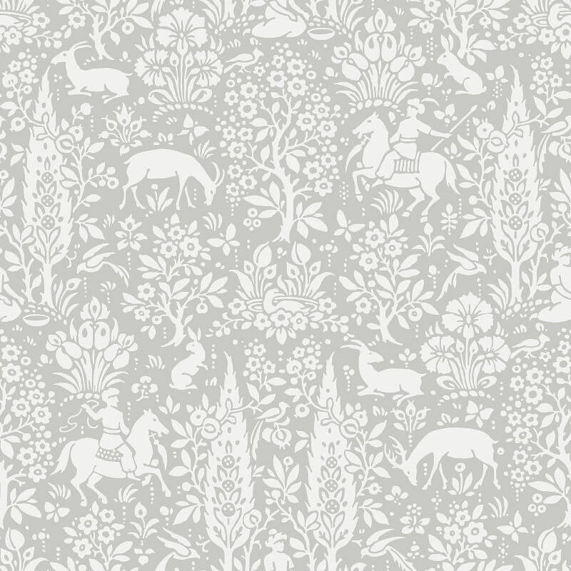 Woodland Floral Wallpaper - Grey - Crown - M1168 - Premier Wallcovering