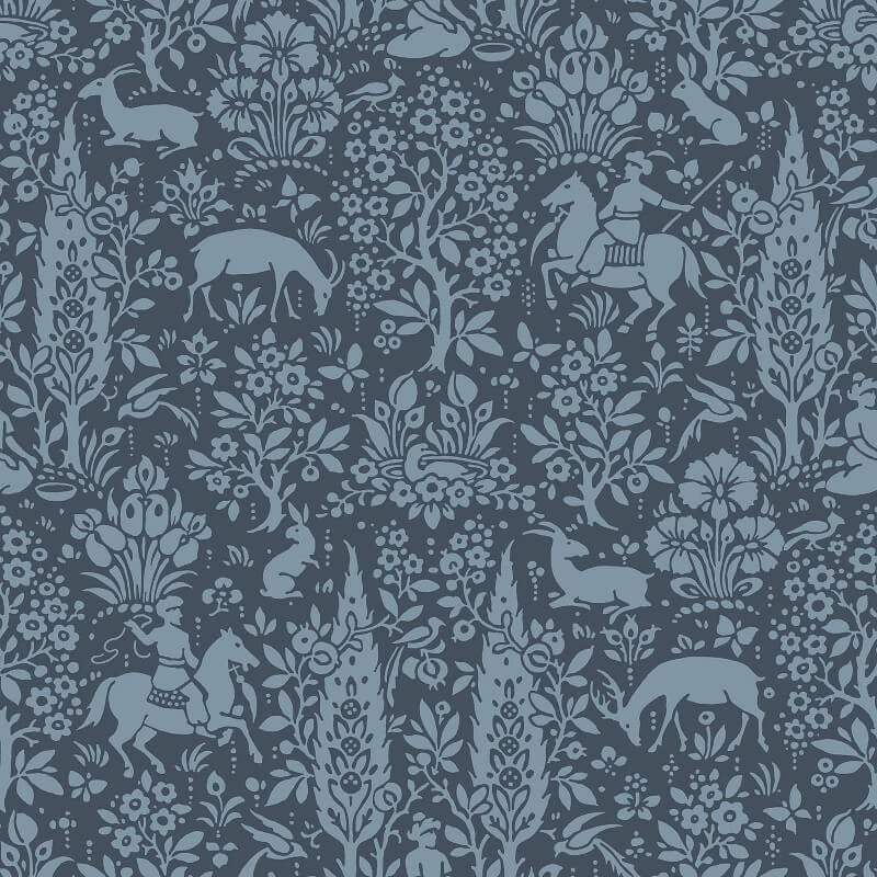 Woodland Floral Wallpaper - Dark Blue - Crown - M1169 - Premier Wallcovering