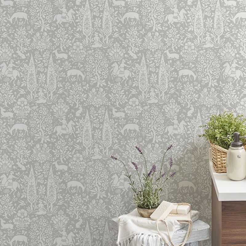 Woodland Floral Wallpaper - Grey - Crown - M1168 - Premier Wallcovering