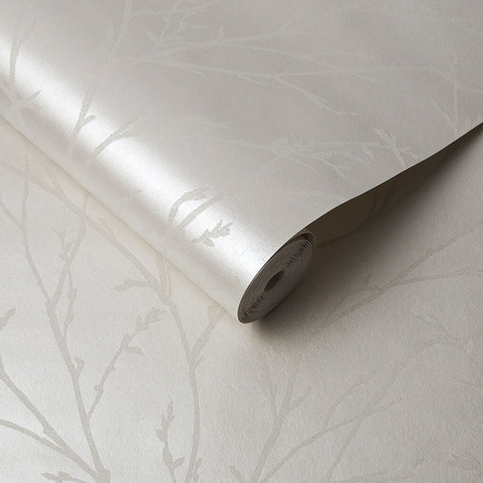 Woodland Wallpaper - Pearl - Graham & Brown - 105163 - Premier Wallcovering