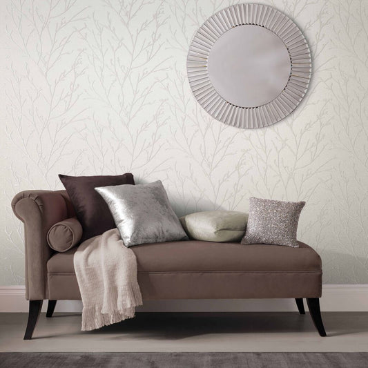 Woodland Wallpaper - Pearl - Graham & Brown - 105163 - Premier Wallcovering