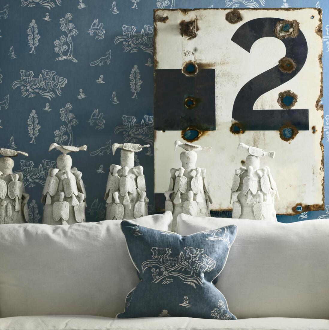 Wychwood Wallpaper - Happy Blue - Andrew Martin - KKWYHB - Premier Wallcovering