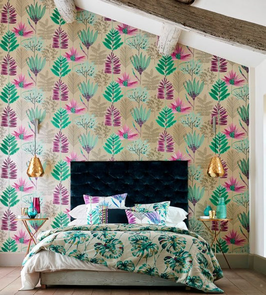Yasuni Wallpaper - Lagoon/Cerise - HZAP111760 - Harlequin - Premier Wallcovering